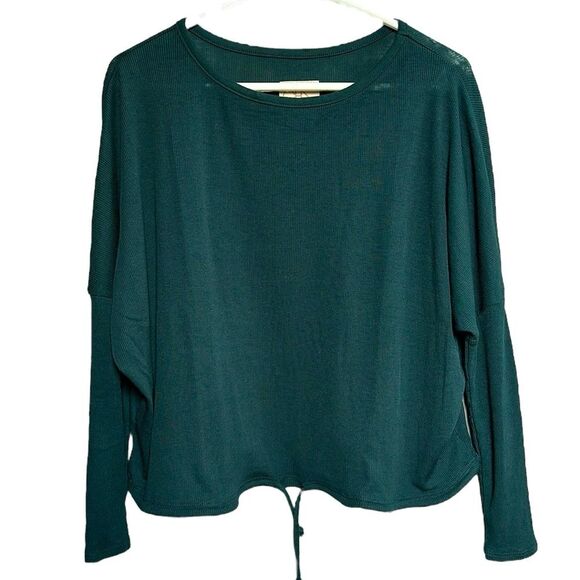 NWT Chaser Lightweight Ribbed Drop Shoulder Drawstring waist Boxy Pullover Top S - Picture 1 of 15